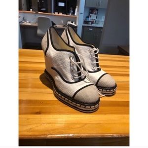 Chanel Beige Espadrille Wedges Size 40 Authentic